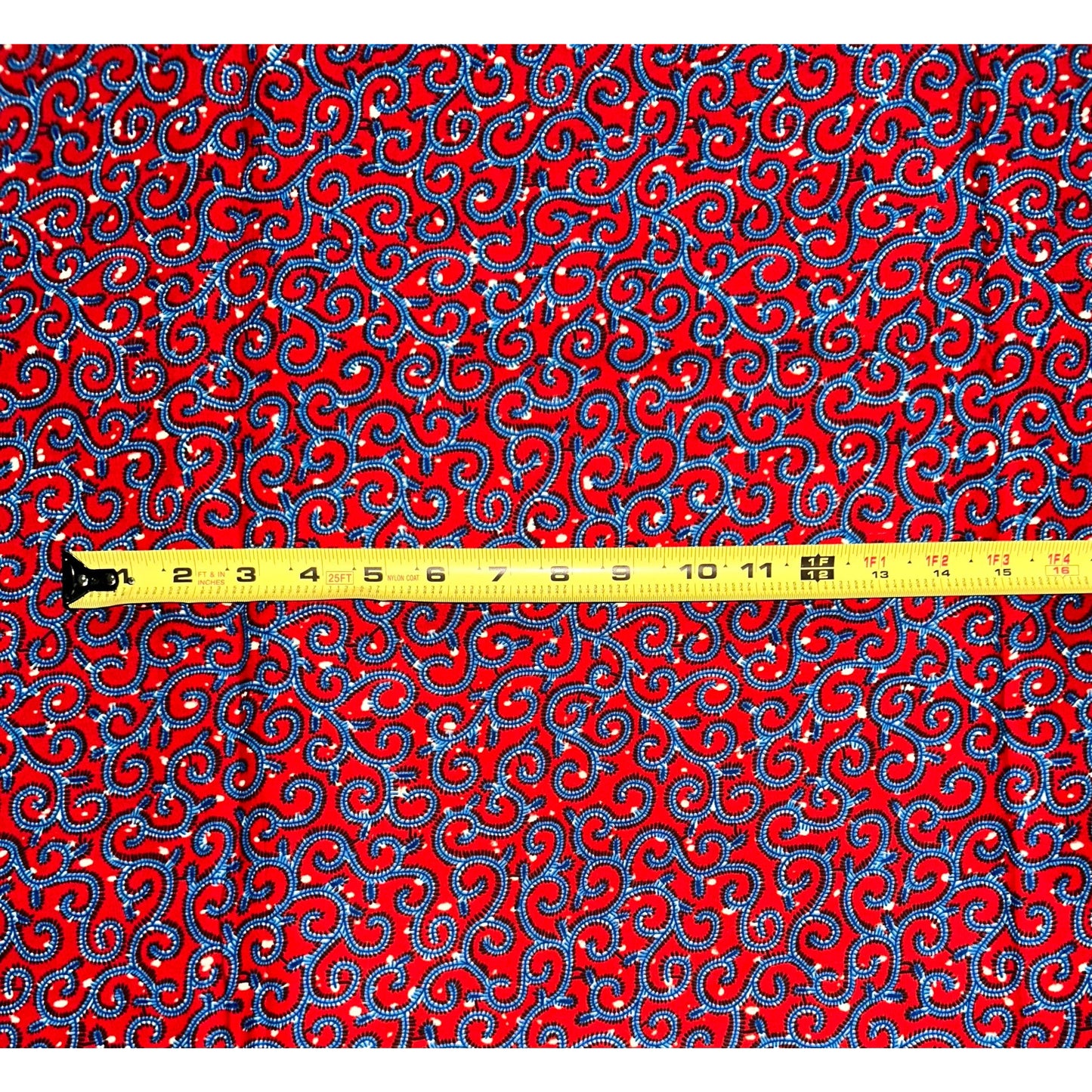 African Print Fabric/Ankara - Red, Blue "Swirlicious" Design, YARD or WHOLESALE
