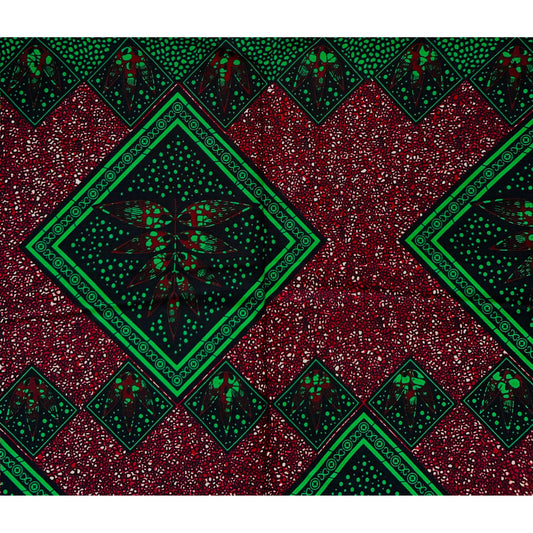 African Print Fabric/ Ankara - Green, Brown, Navy 'Chapasi,' YARD or WHOLESALE