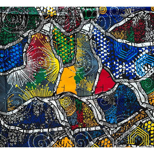African Print Fabric/ Ankara - Blue, Red, Gray, Green 'Adaeze', YARD or WHOLESALE