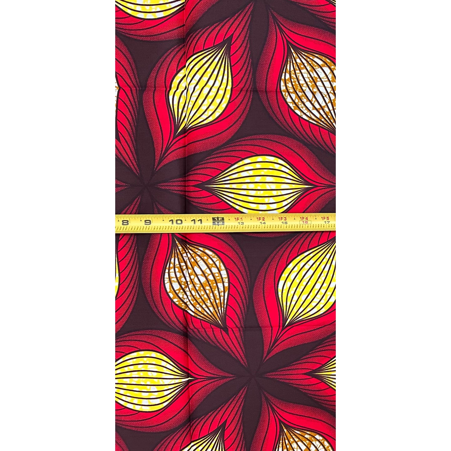 African Print Fabric/ Ankara - Red, Yellow, Brown ‘Parliament' Design, 1 YARD