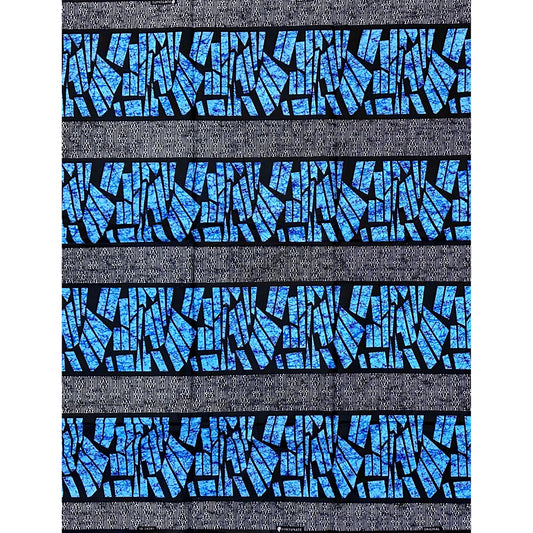 African Print Fabric/ Ankara - Blue, Black 'Eku Prism', Per Yard or Wholesale