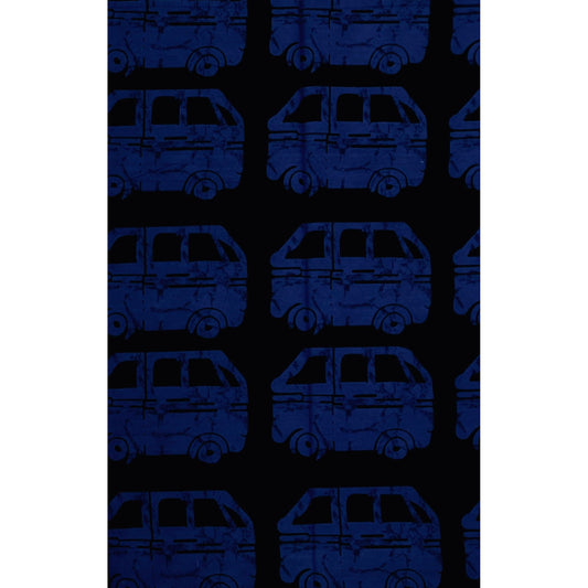 African Print Fabric/ Ankara - Blue, Black 'Danfo Driver' Design, YARD or WHOLESALE