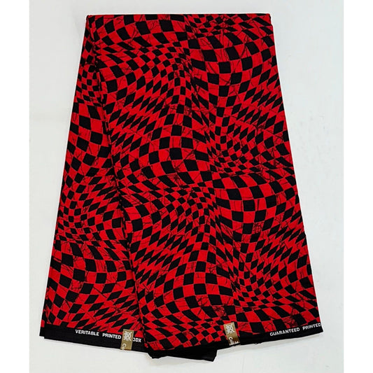 African Print Fabric/ Ankara - Red, Black 'Kikapu Kiss” YARD or WHOLESALE