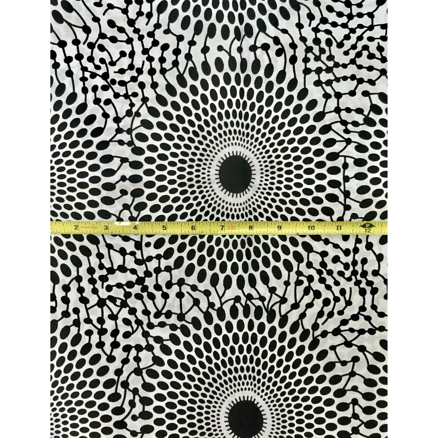 African Print Fabric/ Ankara - Black, White 'Bullseye' Design, YARD or WHOLESALE