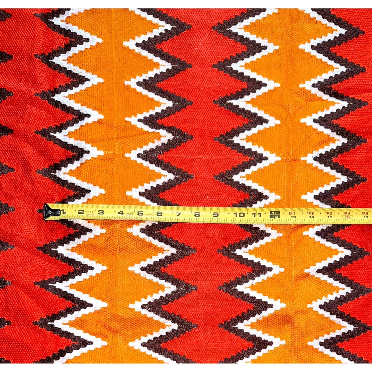 African Fabric/ Woven Kente - Orange, Brown, White “Yorkoo”, 4 Yards