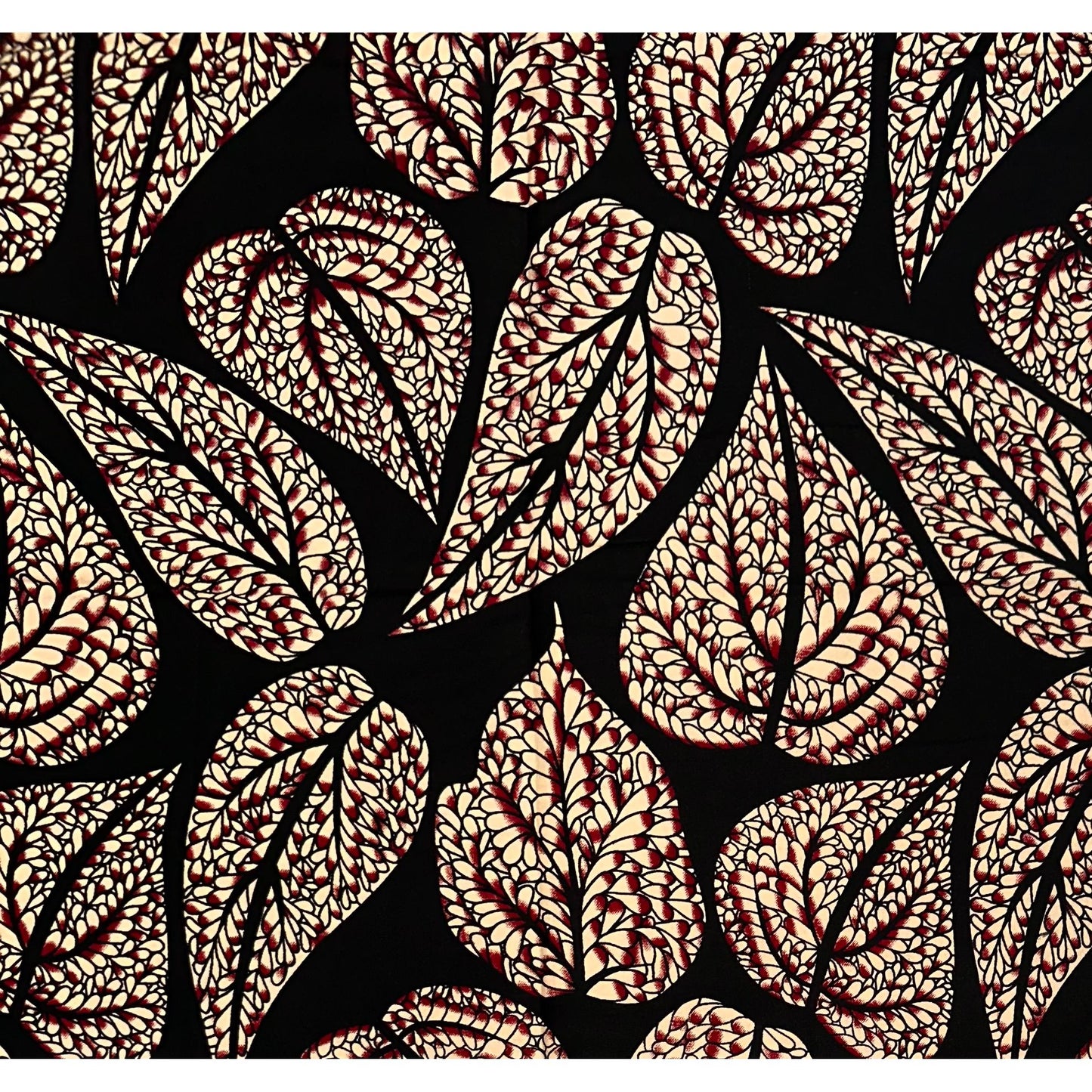 African Print Fabric/ Ankara - Black, Beige 'Palmwine Nights' Design, YARD or WHOLESALE