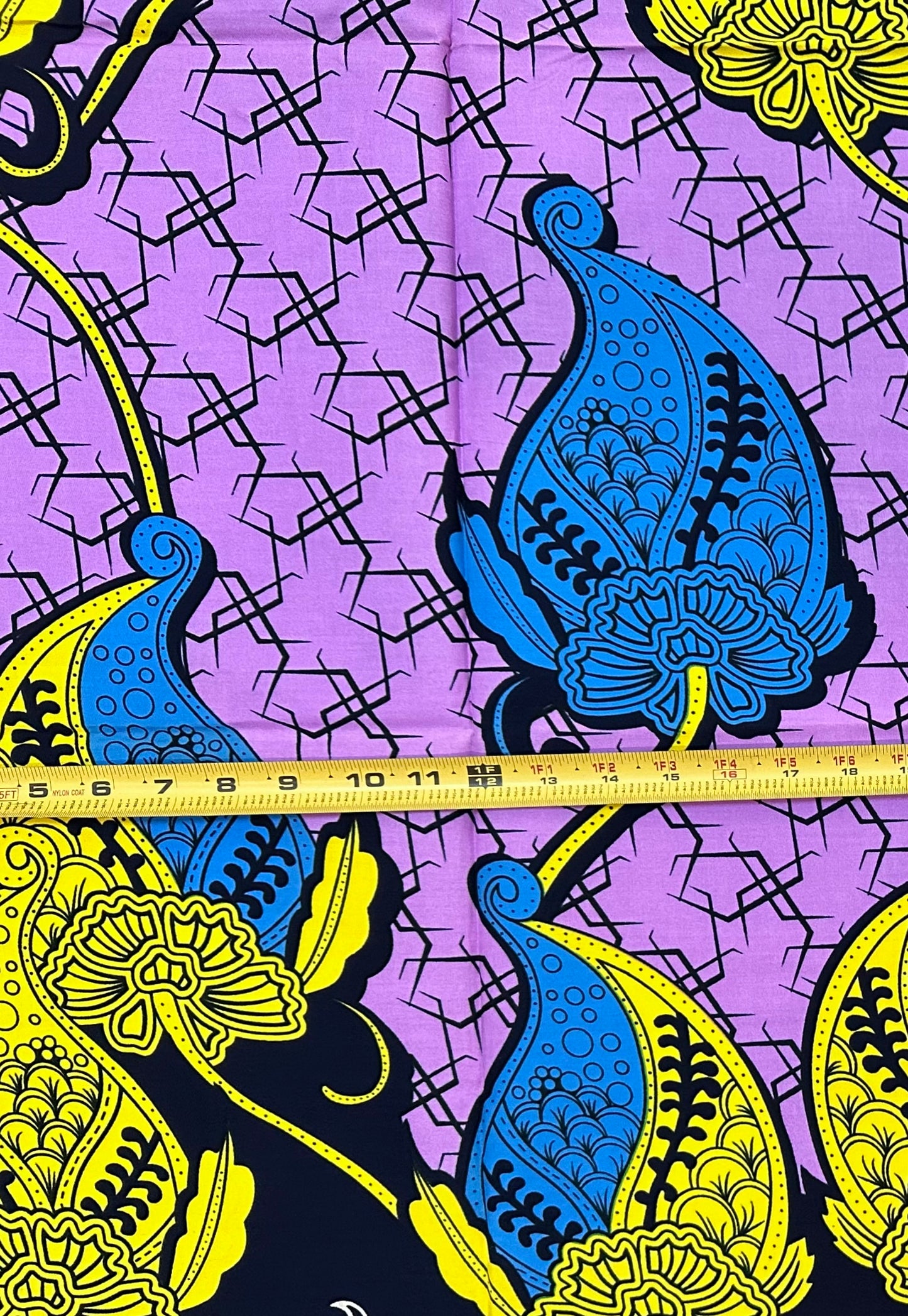 African Print Fabric/Ankara - Purple, Yellow, Blue “Spirit of Oyo" Design, 1 Yard