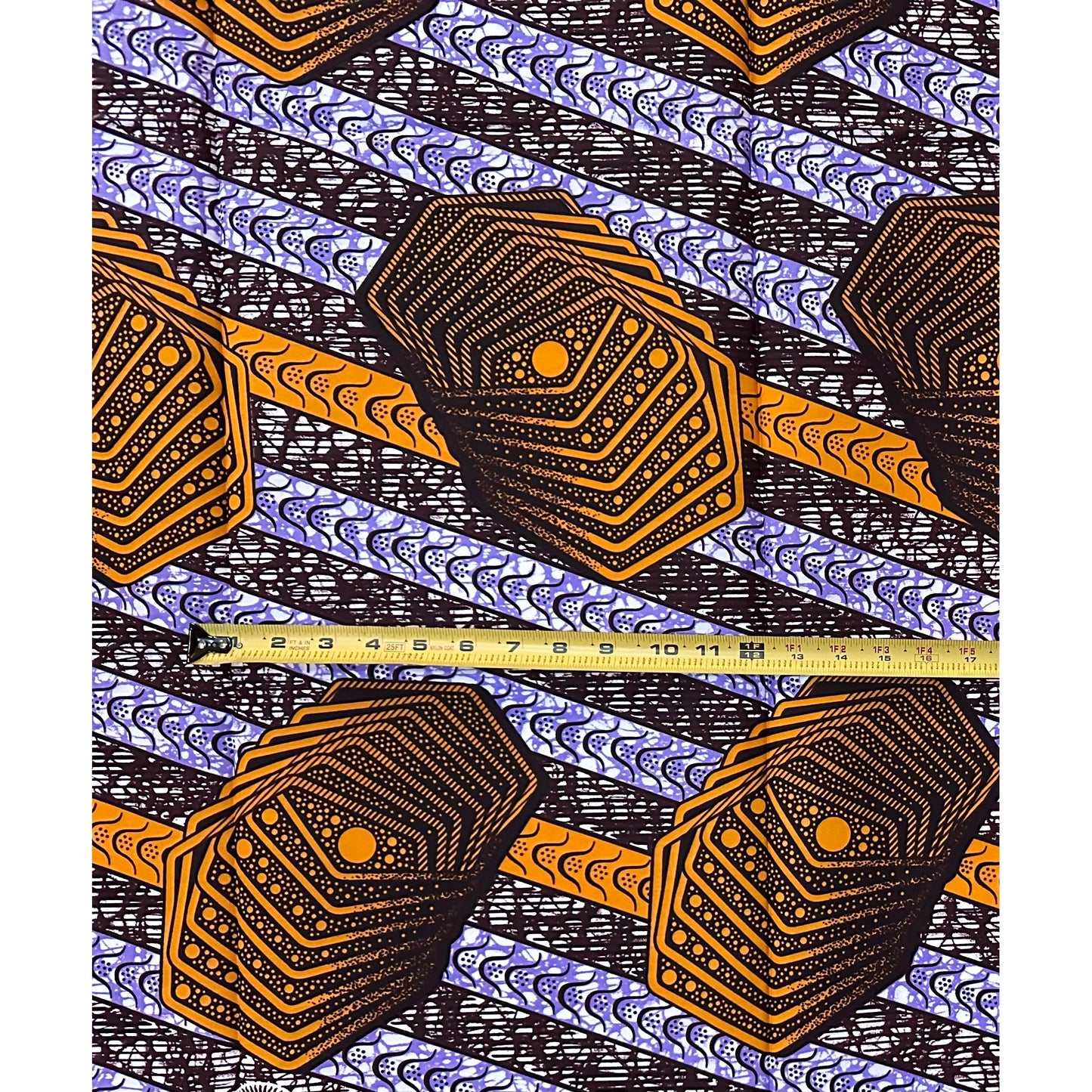 African Print Fabric/ Ankara - Purple, Brown ‘Ase Axis' Design, 1 YARD