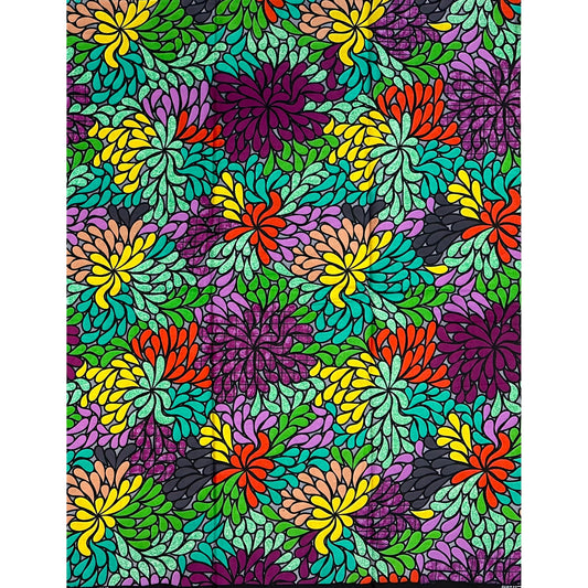 African Print Fabric/ Ankara - Turquoise, Orange, Purple, Green, Yellow, Gray 'Omolara Bloom' Design, YARD or WHOLESALE