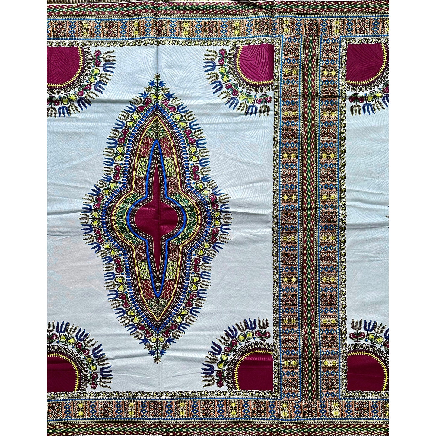 African Dashiki Print Fabric/ Ankara - Beautiful Gray & Brown Design, YARD, PANEL or WHOLESALE