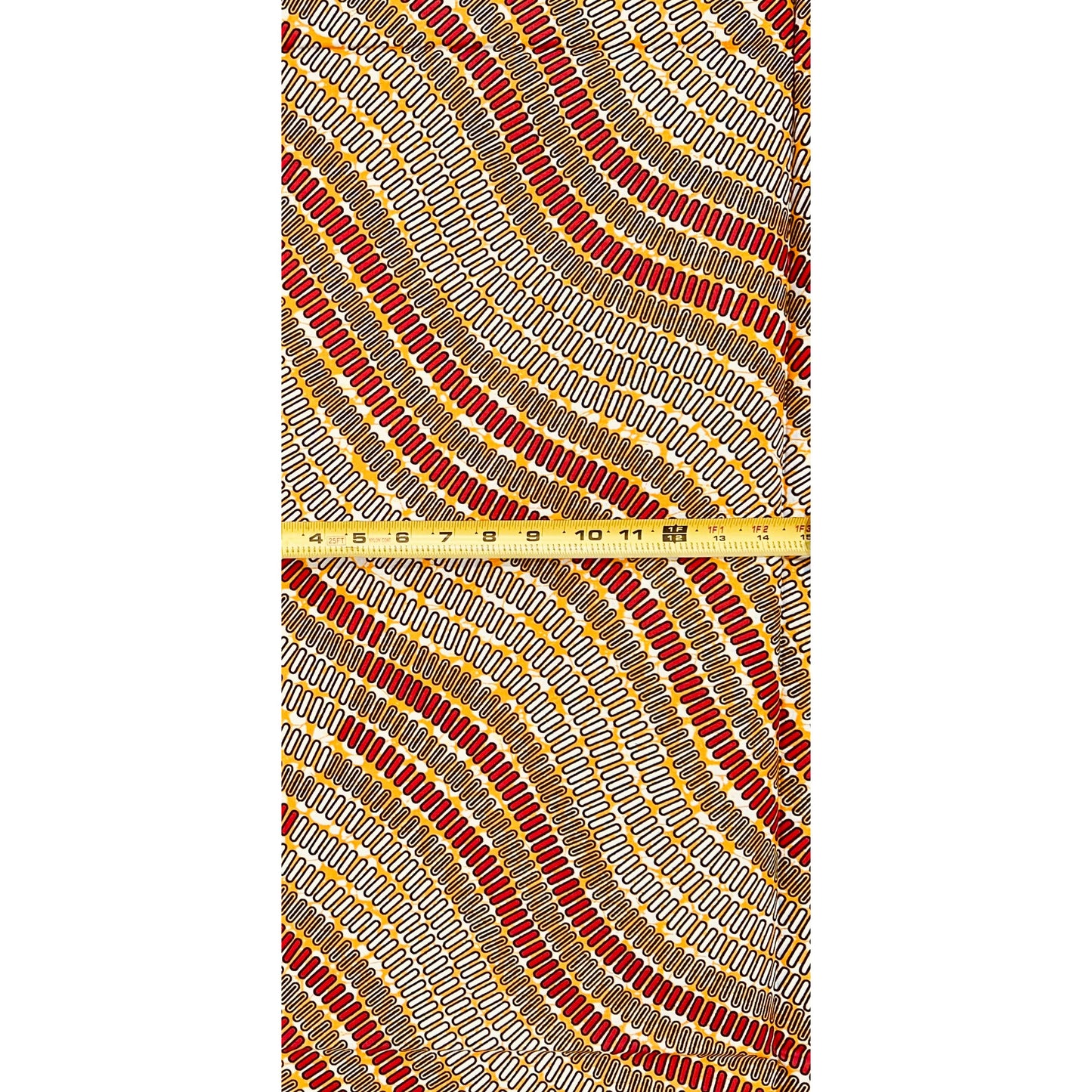 African Print Fabric/ Ankara - Orange, Red 'Sango’s Current' Design