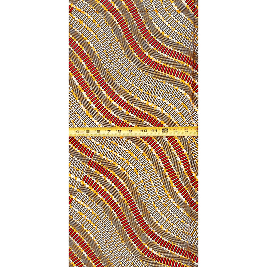 African Print Fabric/ Ankara - Orange, Red 'Sango’s Current' Design