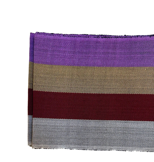 Aso-Oke Fabric / Yoruba Hand-Woven Textile – Purple, Beige, Dark Red, Light Gray ‘Chinny’, Per Yard