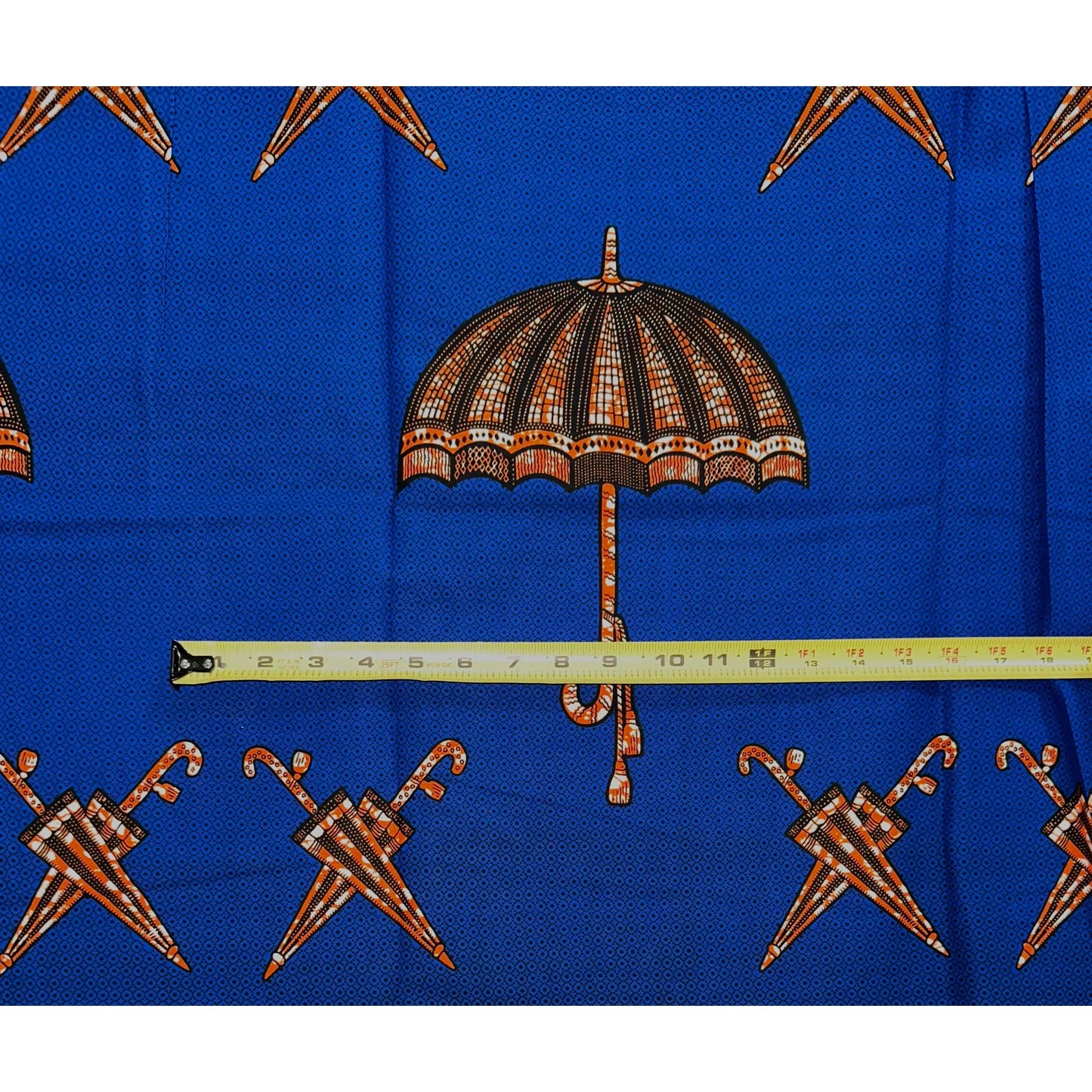 African Print Fabric/Ankara - Blue, Orange 'New Orleans First Line’ Design, YARD or WHOLESALE
