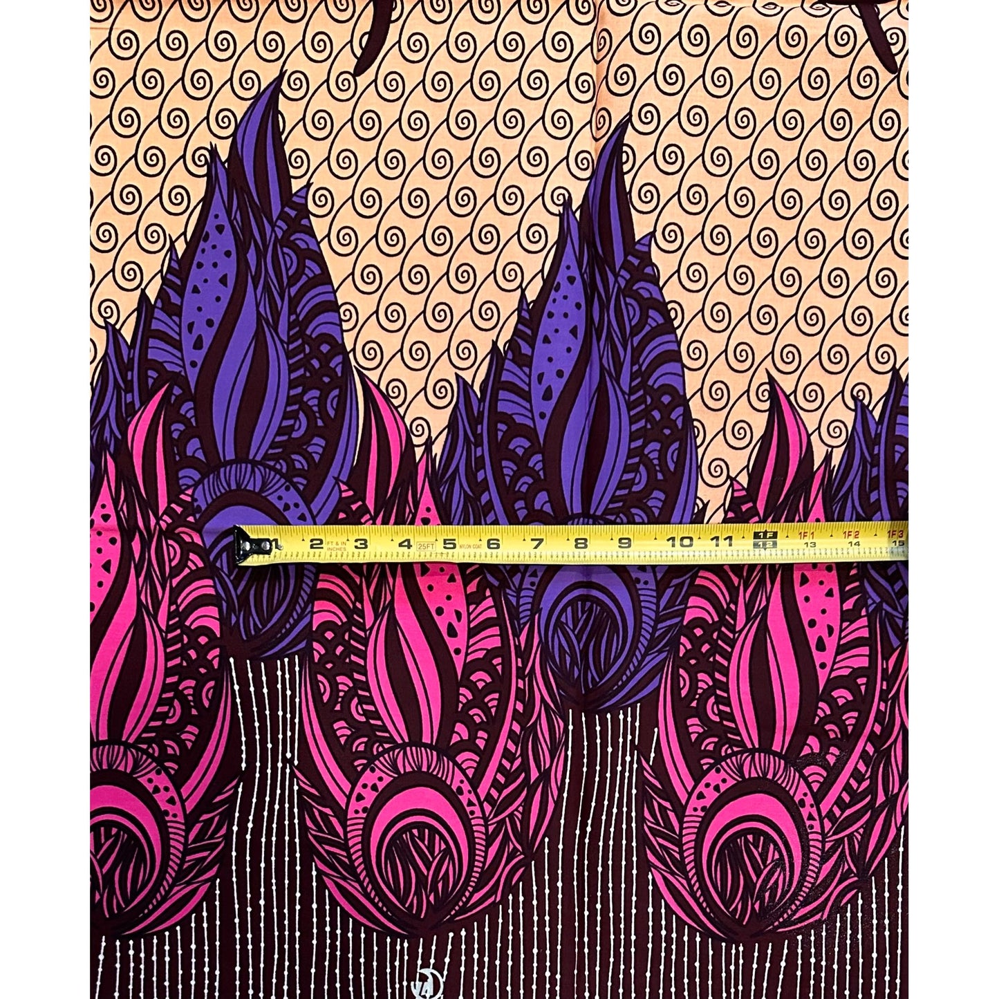 African Print Fabric/ Ankara - Purple, Pink, Brown, Beige “Royal Plume Procession', 1 YARD