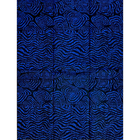 African Print Fabric/ Ankara - Blue, Black 'Transitions', Per Yard or Wholesale