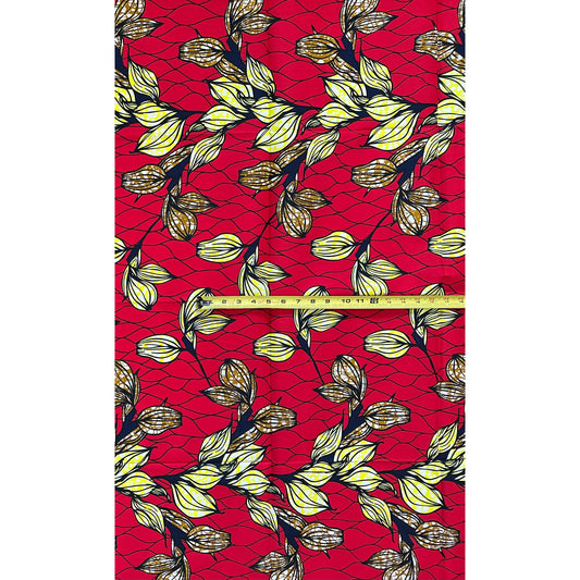 African Print Fabric/ Ankara - Red, Yellow, Brown ‘Intensity,’ 1 YARD