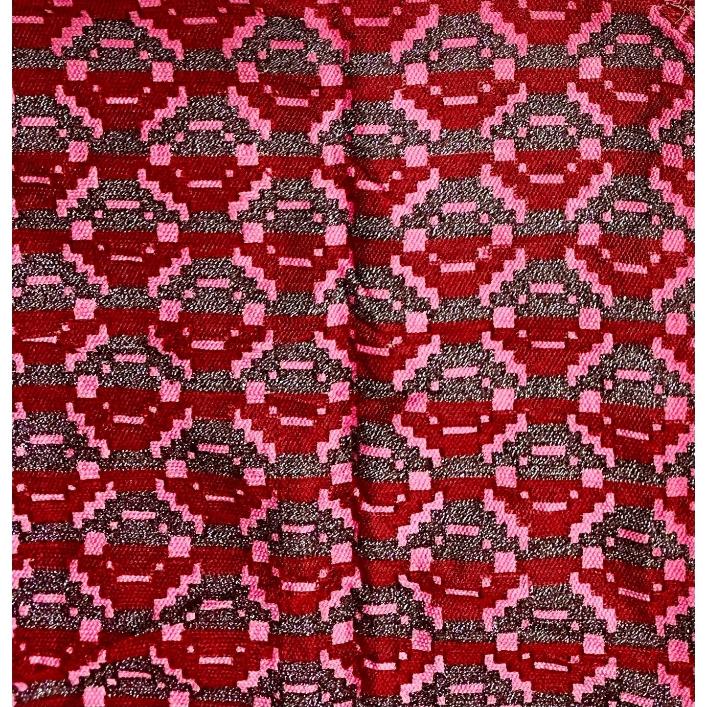 African Fabric/ Woven Kente - Red, Pink, Brown “Odo Rose”, 4 Yards