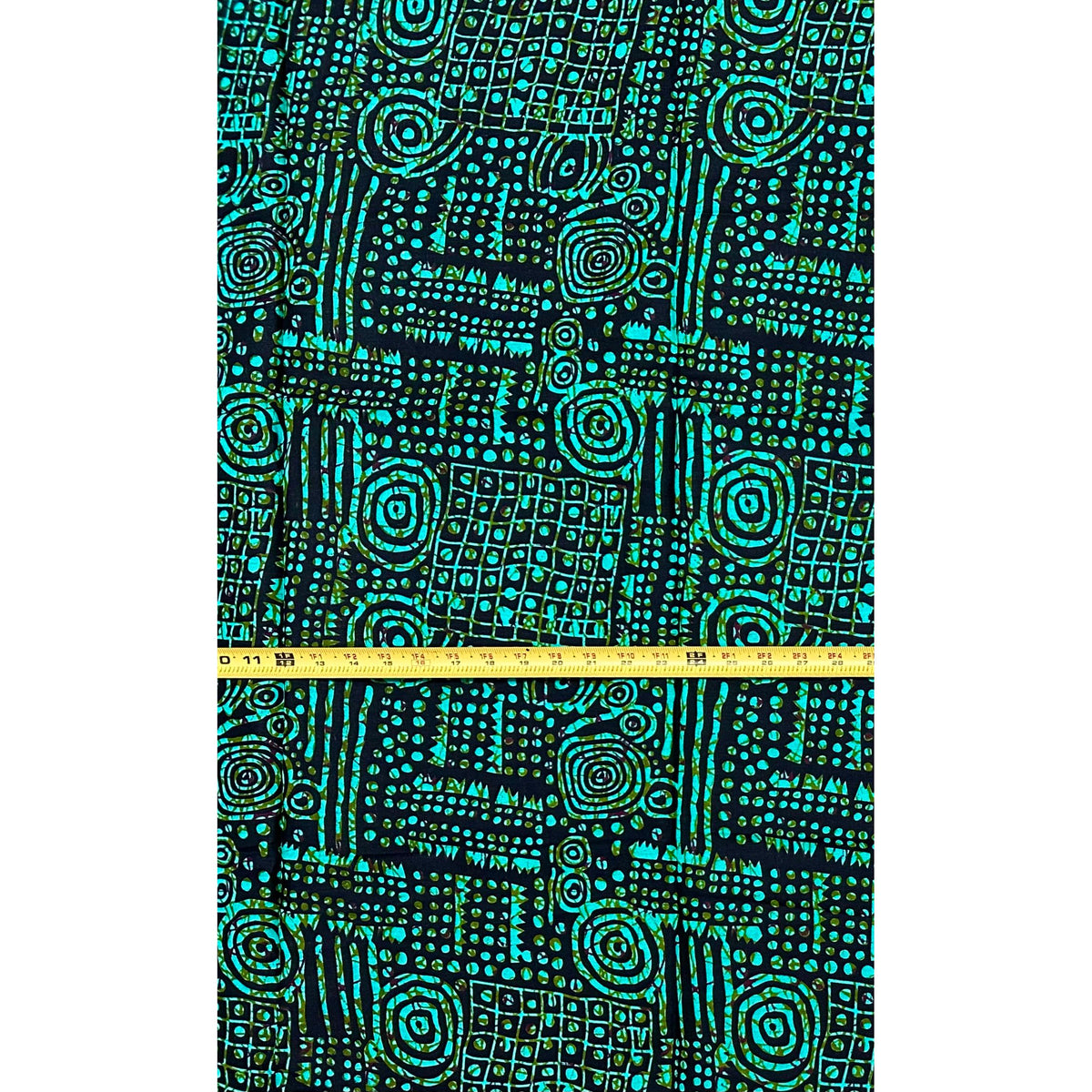 African Print Fabric/Ankara - Shades of Green, Black ‘Xai-Xai After Dark' Design, YARD or WHOLESALE