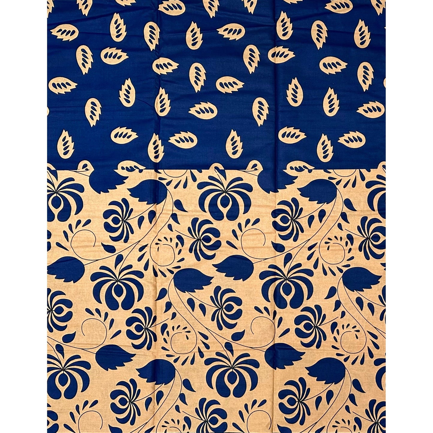 African Fabric/ Ankara - Blue, Light Brown 'Heritage Still' YARD or WHOLESALE