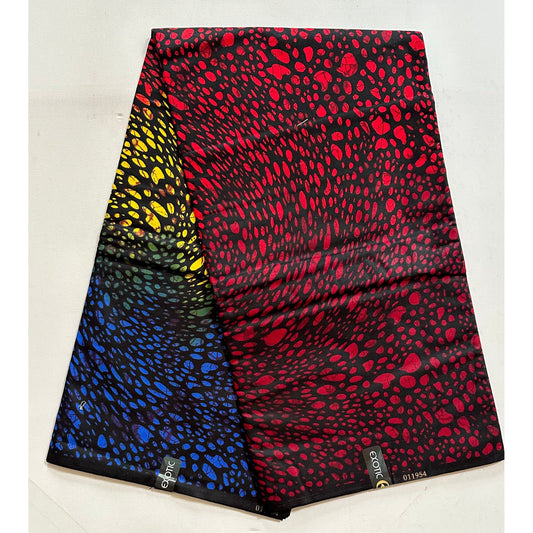 African Fabric/ Ankara - Red, Yellow, Blue 'Ilorin Rush,' Design, YARD or WHOLESALE