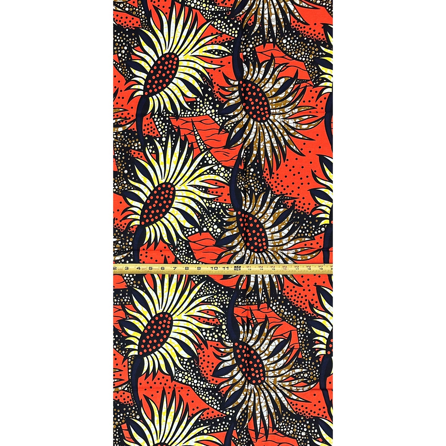 African Print Fabric/Ankara - Orange, Yellow, Brown “Sunfire Garden" Design, Yard