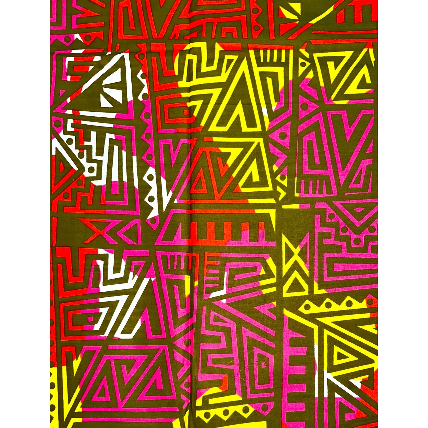 African Print Fabric/ Ankara - Pink, Olive Green, Yellow, Red ‘Zanku Blaze', YARD or WHOLESALE