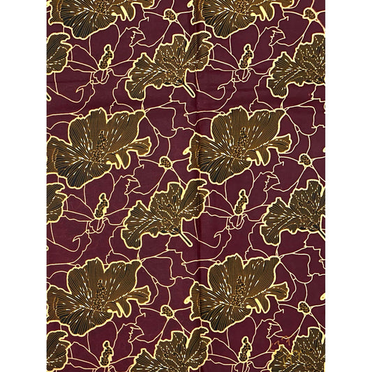 African Print Fabric/ Ankara - Brown, Beige 'Floraison Royale' Design, YARD or WHOLESALE