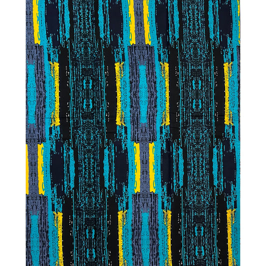 African Print Fabric/ Ankara - Shades of Blue, Yellow, Gray 'Strokes of Genius' Design, YARD or WHOLESALE
