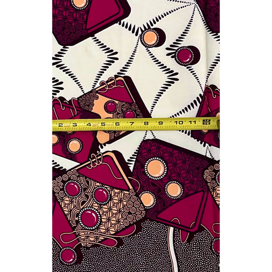 African Print Fabric/Ankara - Magenta, Cream, Beige, Brown "Omidan Chic" Design
