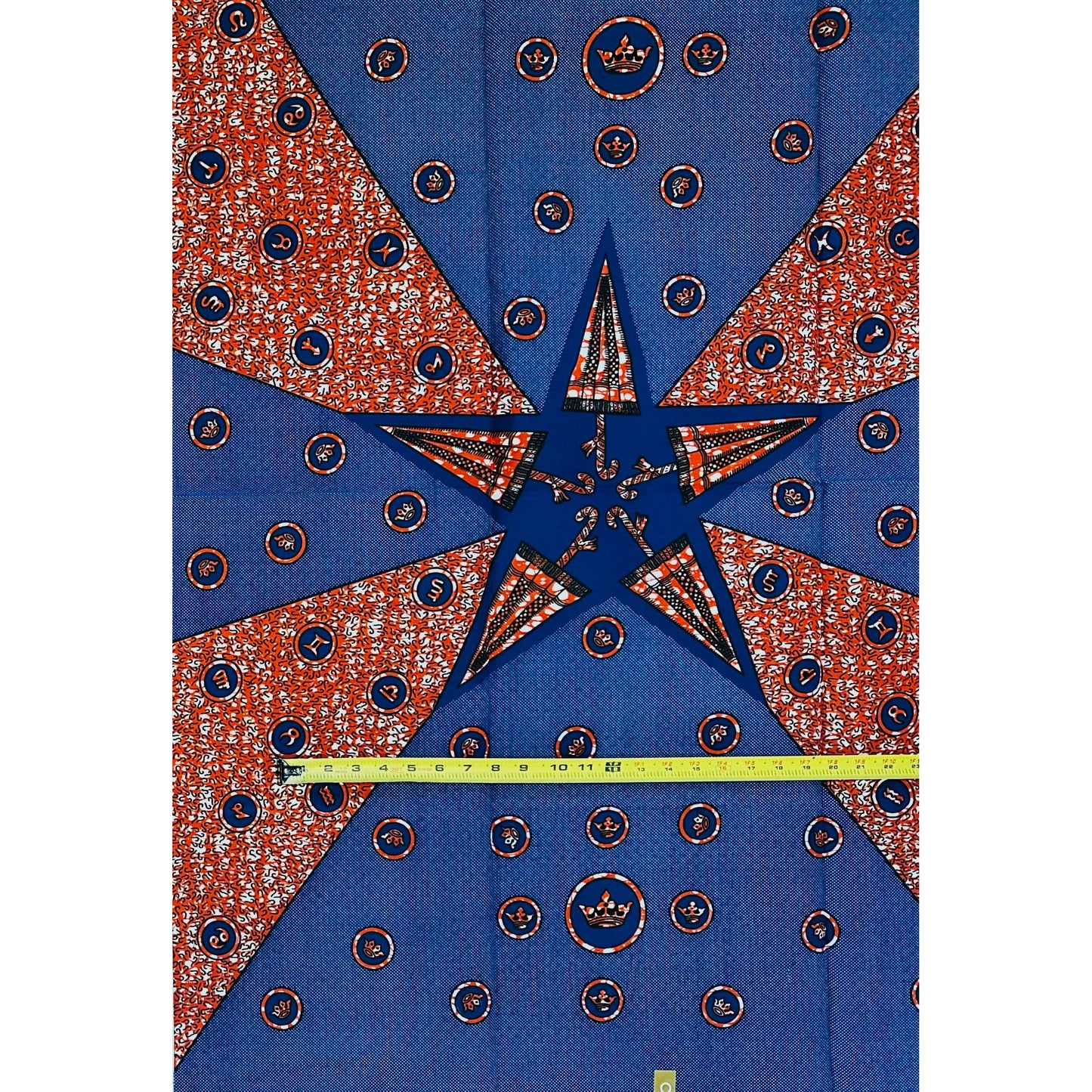 African Print Fabric/ Ankara - Brown, Blue 'Afia Dahomey,' YARD