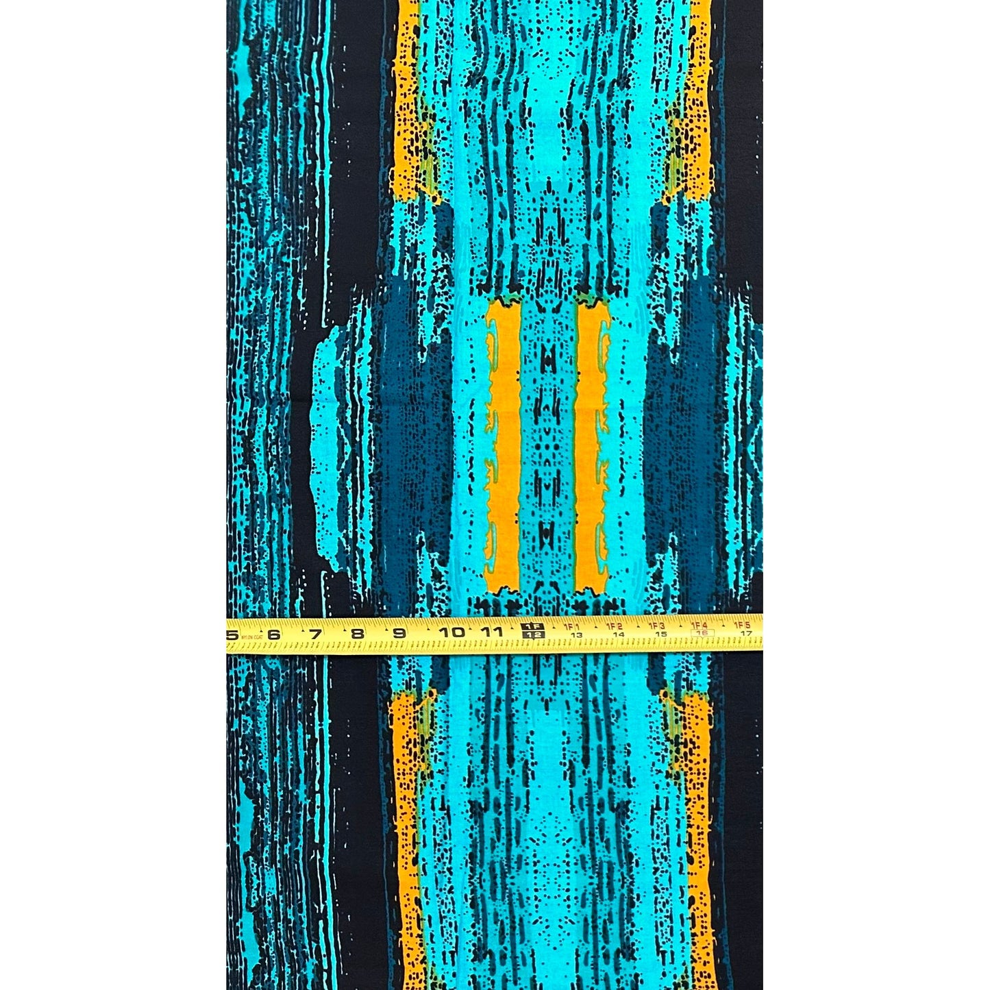 African Print Fabric/ Ankara - Teal, Turquoise, Marigold 'Strokes of Genius' Design, YARD or WHOLESALE