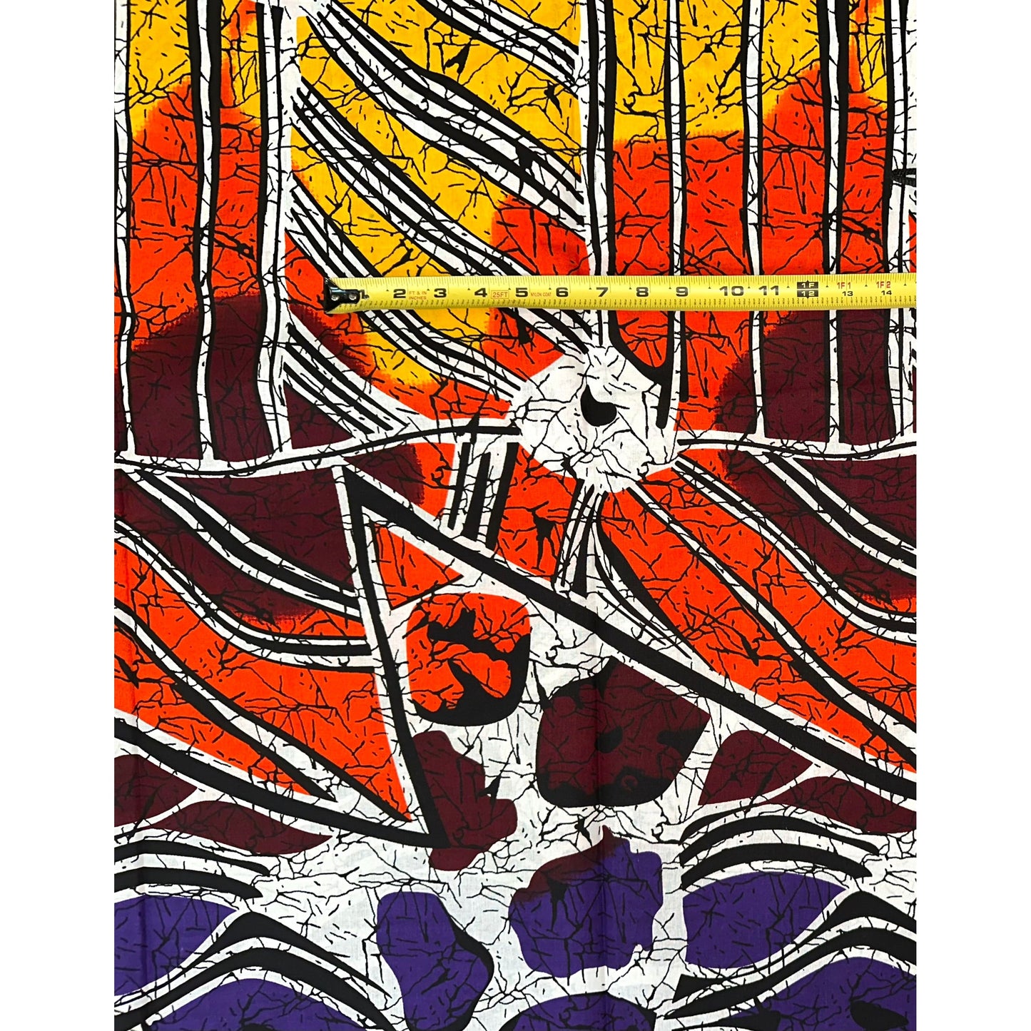 African Print Fabric/ Ankara - Orange, Red, Yellow, Purple, Black 'Sunset Nazin' YARD or WHOLESALE