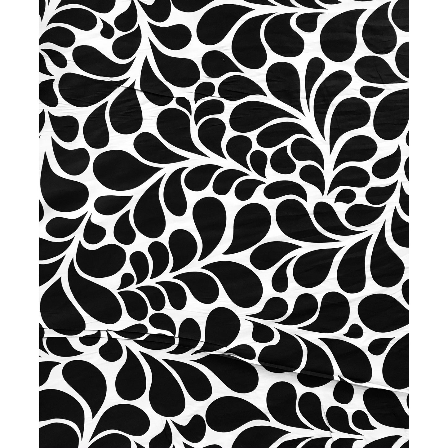 African Print, Stretch Cotton Satin Fabric- Black, White "Mimi", Per Yard
