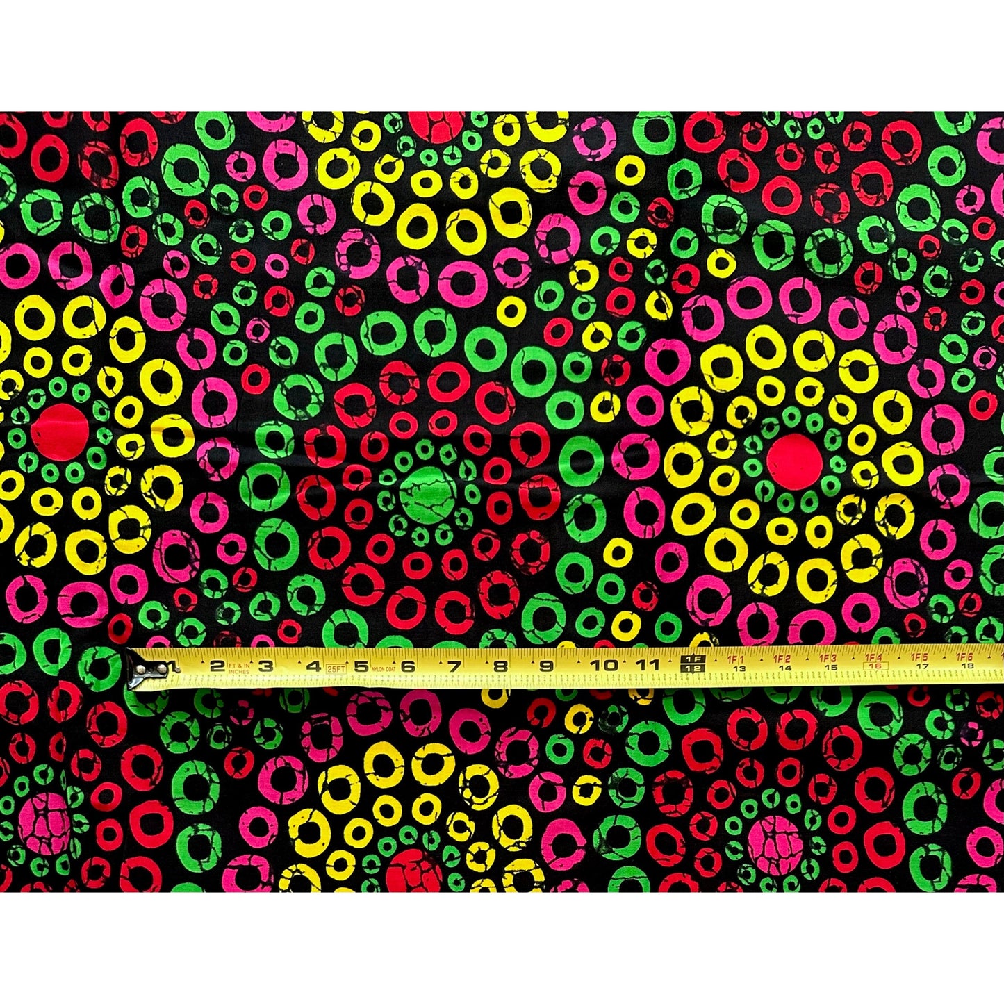 African Print Fabric/ Ankara - Black, Green, Pink, Red, Yellow 'Koko Impact' YARD or WHOLESALE