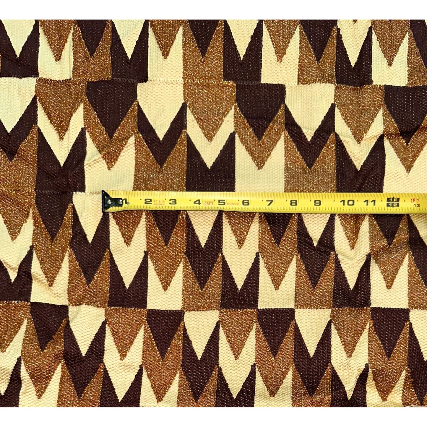 African Fabric/ Woven Kente - Brown, Beige, Metallic Gold “Efuru”, 4 Yards