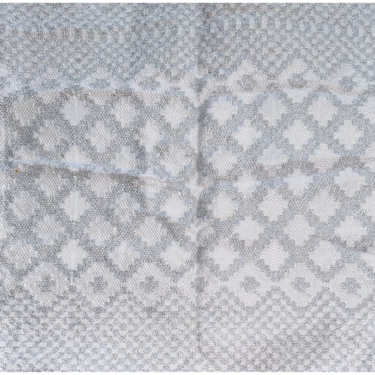 African Fabric/ Woven Kente - Silver, White “Tawiah”, 4 Yards