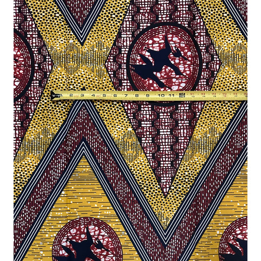 African Print Fabric/ Ankara - Brown, Navy, 'Arewa Gallop', 1 YARD