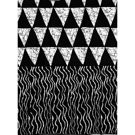 African Print Fabric/ Ankara - Black, White 'Off Script', Per Yard or Wholesale