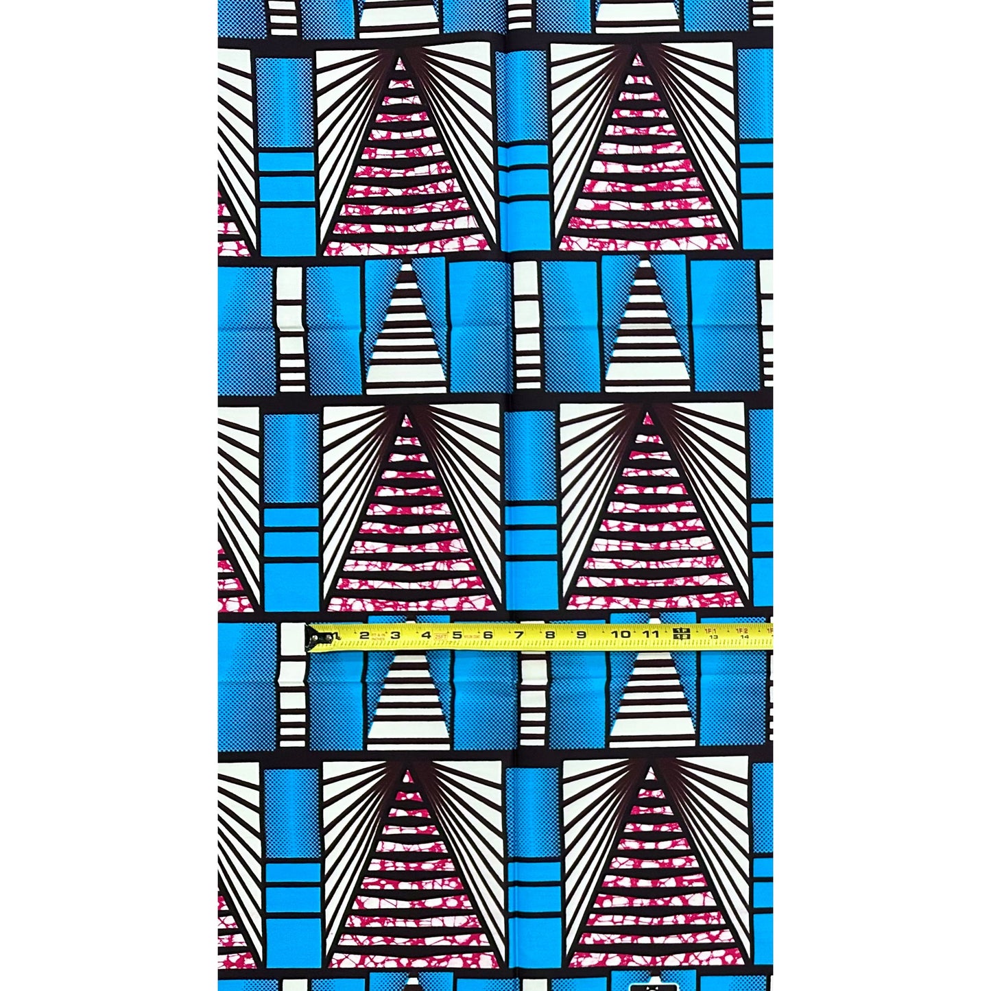 African Print Fabric/ Ankara - Blue, Magenta, Cream 'The Way Forward,’ 1 YARD
