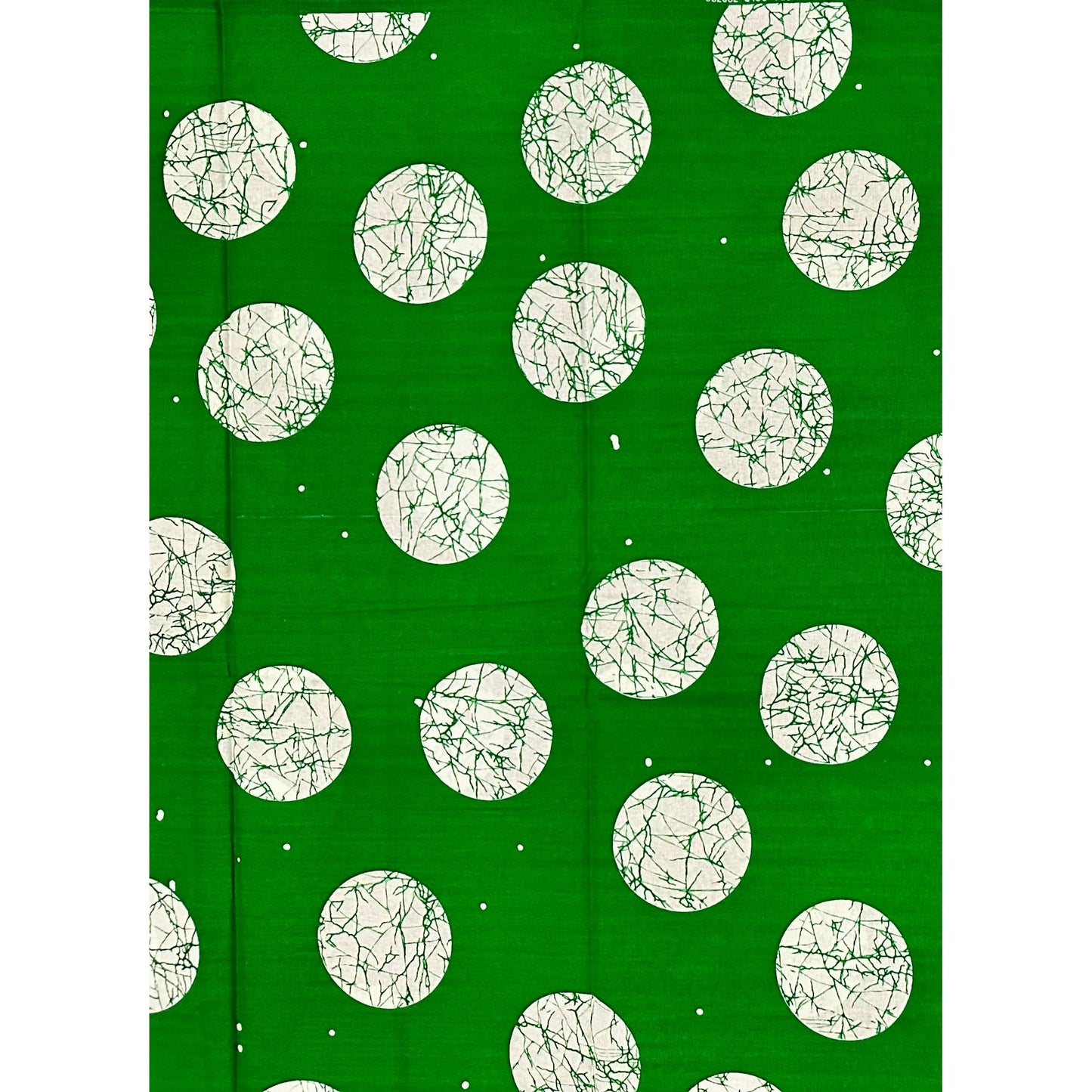 African Print Fabric/ Ankara - Green, White 'Jade Orbit' Design, YARD or WHOLESALE