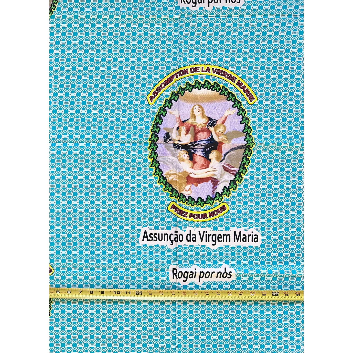 African Print Fabric/ Ankara - Blue, Yellow, Green, Marigold ‘Notre Dame de Cotonou' Design, 1 YARD