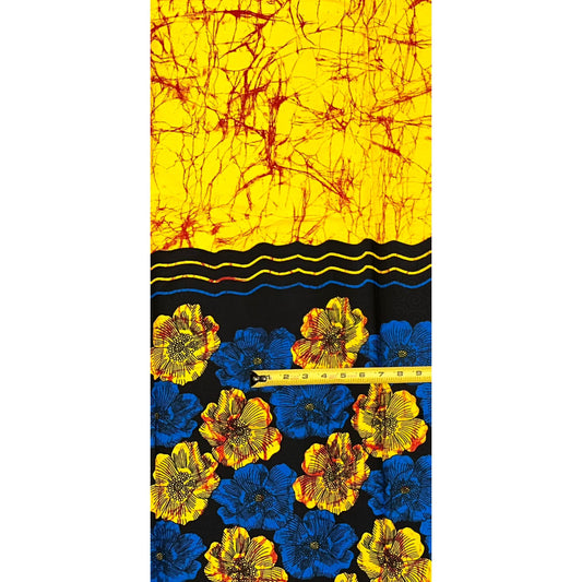 African Print Fabric/ Ankara - Yellow, Blue, Black 'Amai Ise' Design
