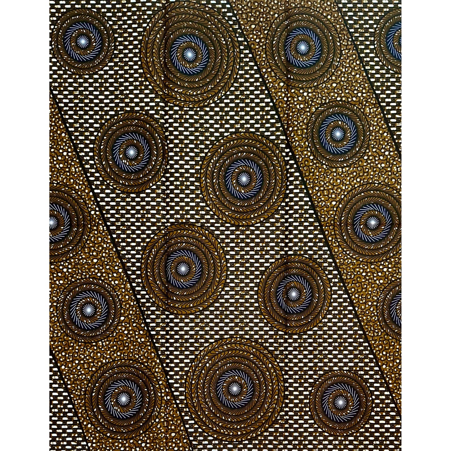 African Print Fabric/ Ankara - Brown, Navy ‘Lethabo', 1YARD