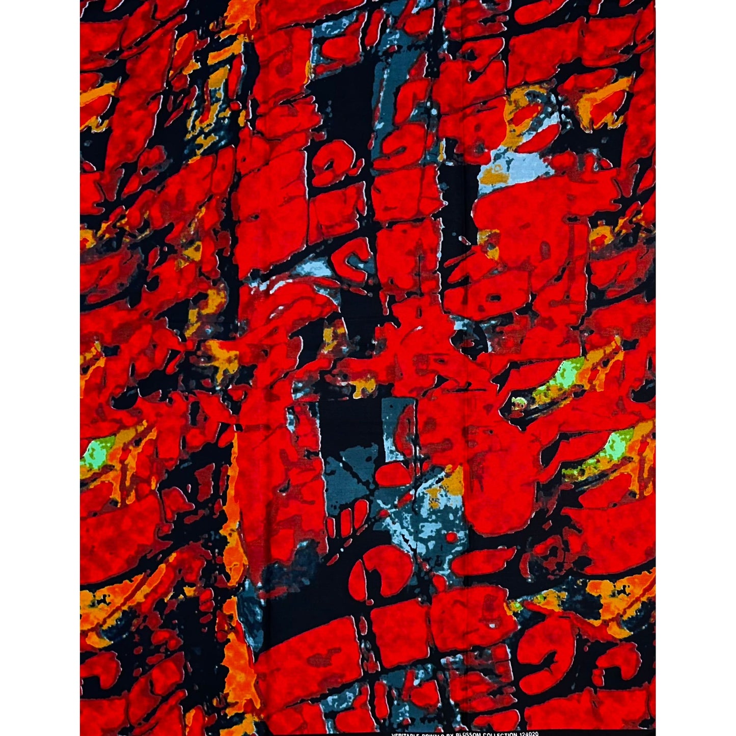 African Print Fabric/ Ankara - Red, Black, Orange Gray 'Street Ember', Yard or Wholesale