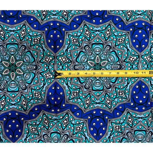 African Print Fabric/ Ankara - Shades of Blue ‘Sarki Sky' Design, YARD