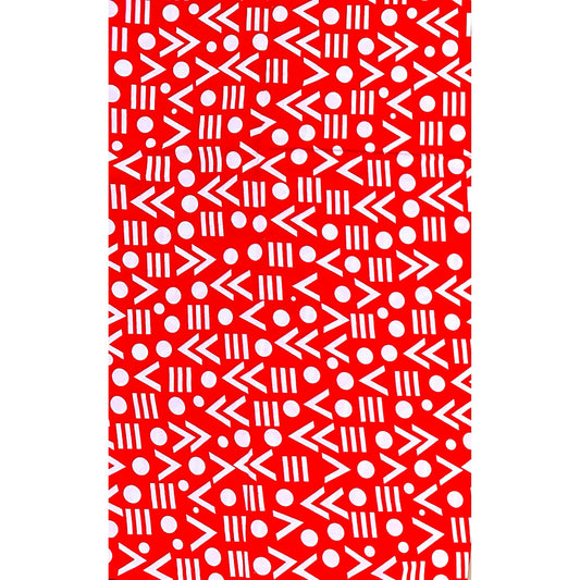 African Print Fabric/ Ankara - Red, White 'Point Made' Design, YARD or WHOLESALE