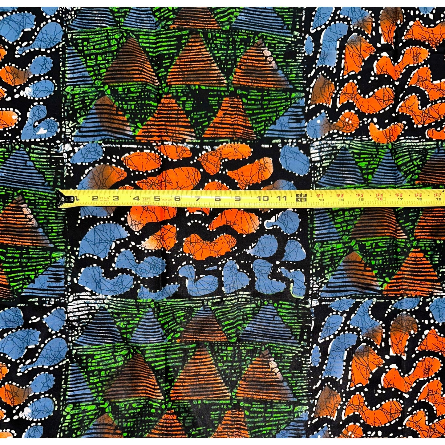 African Print Fabric/ Ankara - Orange, Green, Gray‘Moxxie,' YARD or WHOLESALE