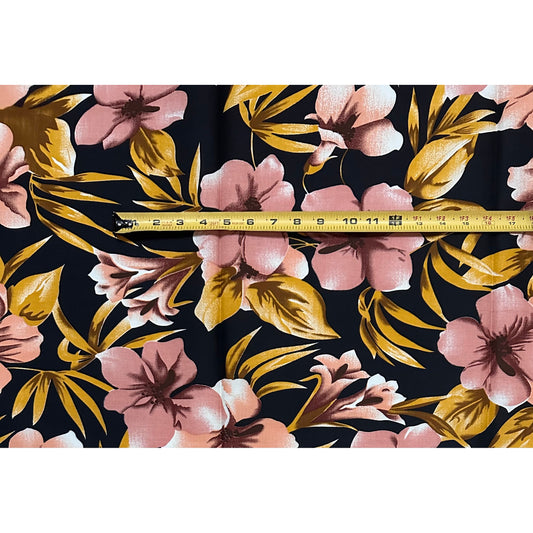 African Print Fabric/ Ankara - Pink, Brown, Black 'Aunty Came Dressed', 5/6th YARD