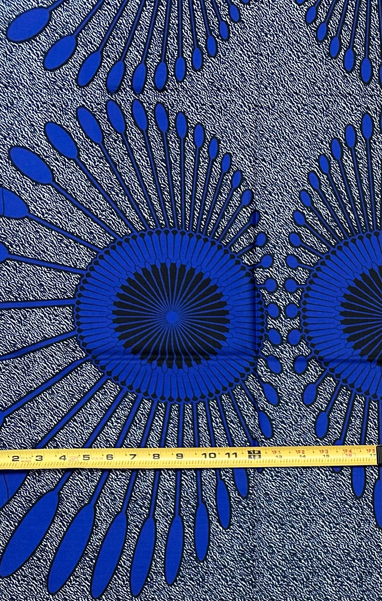 African Print Fabric/ Ankara - Blue, Black 'Moon Council', YARD or WHOLESALE